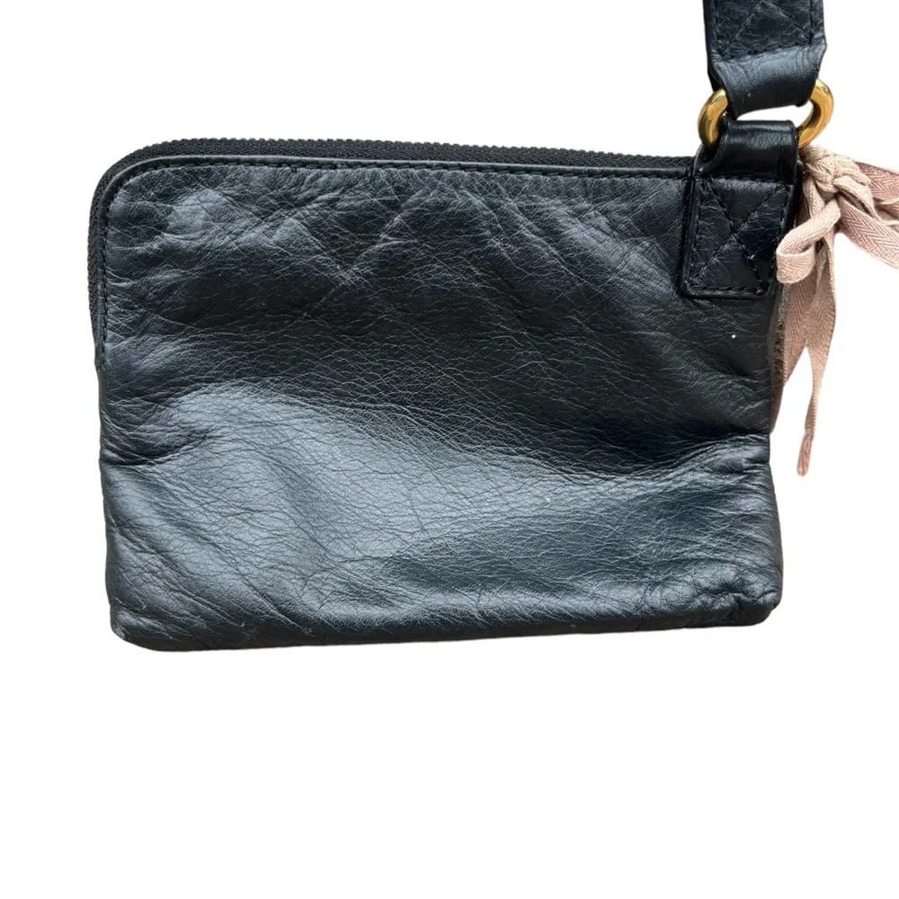 Juicy Couture Vintage Black Leather Wristlet “Choose Juicy Rare Y2K Glitter EUC